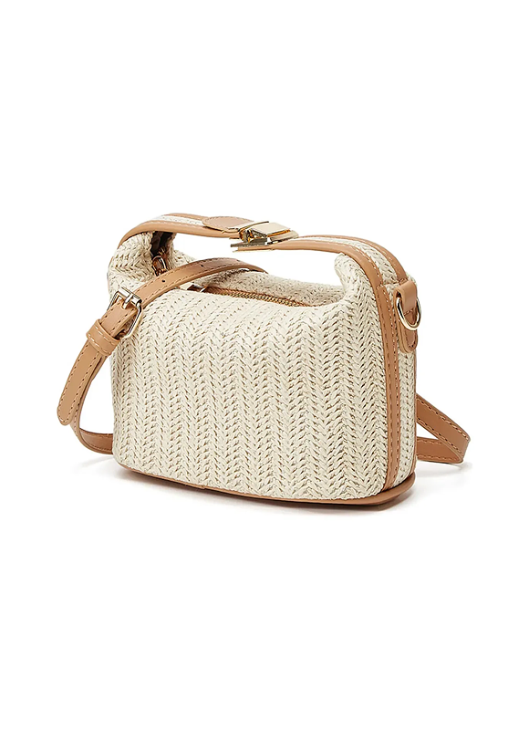 Bolsa Feminina de Palha Transversal Elegante com Alça de Mão - Dorivie-13