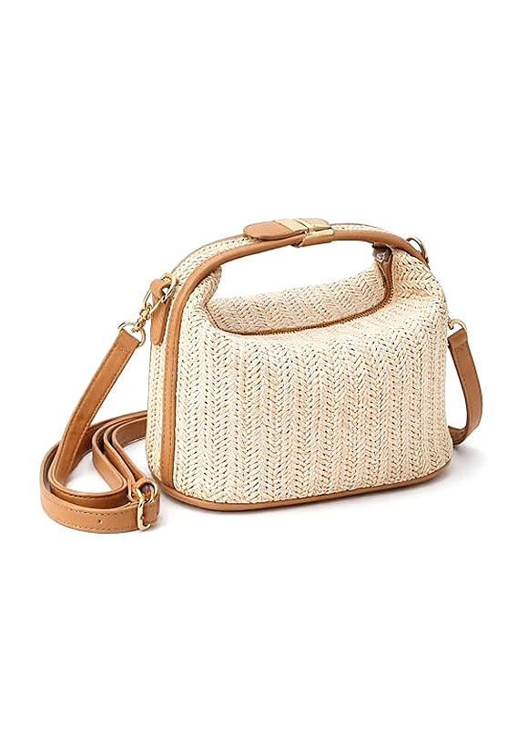 Bolsa Feminina de Palha Transversal Elegante com Alça de Mão - Dorivie-13