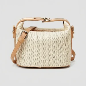 Bolsa Feminina de Palha Transversal Elegante com Alça de Mão - Dorivie-15