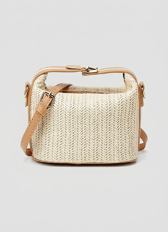 Bolsa Feminina de Palha Transversal Elegante com Alça de Mão - Dorivie-15