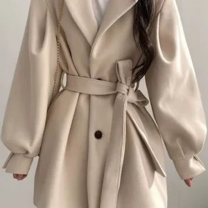 Sobretudo Feminino Elegante com Cinto - Dorivie-1