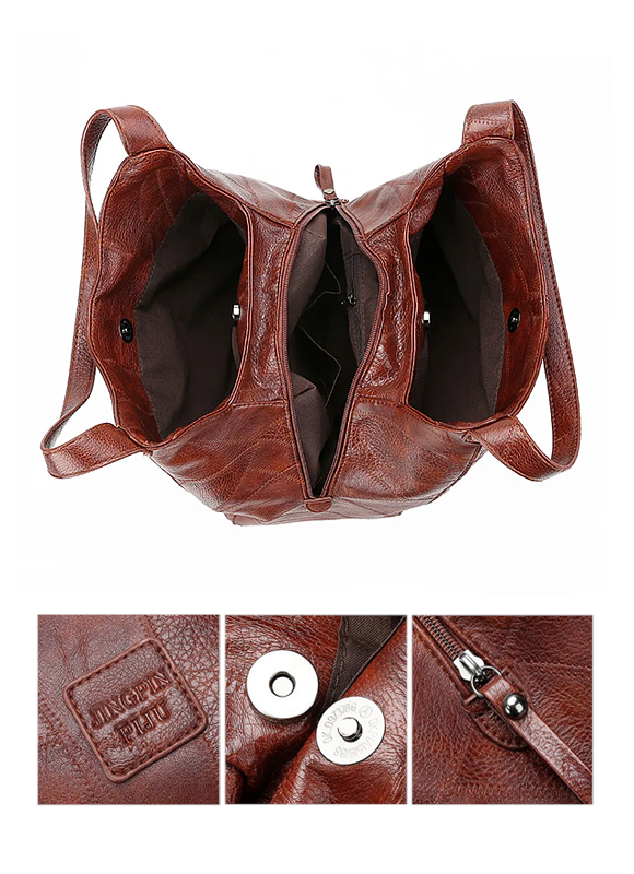 Bolsa Feminina de Ombro Tote Vintage Material Sintético Dorivie-9