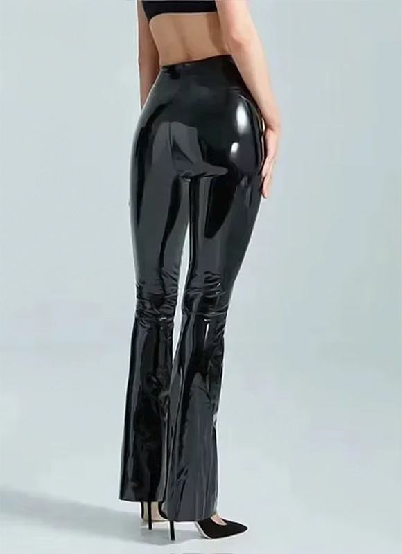 Calça Feminina Flare em Material Sintético Cintura Alta Dorivie-2