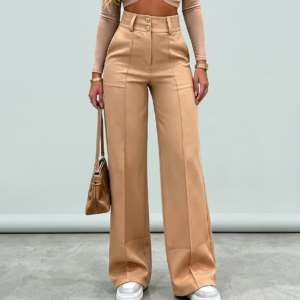 Calça Feminina Pantalona de Alfaiataria com Cintura Alta Dorivie-12