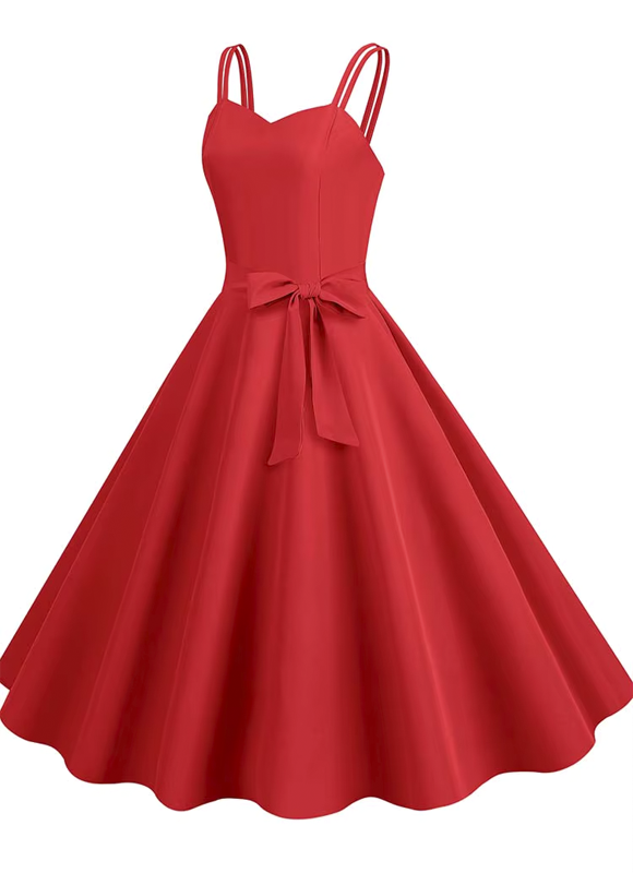 Vestido Feminino Midi Evasê Vintage com Alças Duplas Dorivie-9